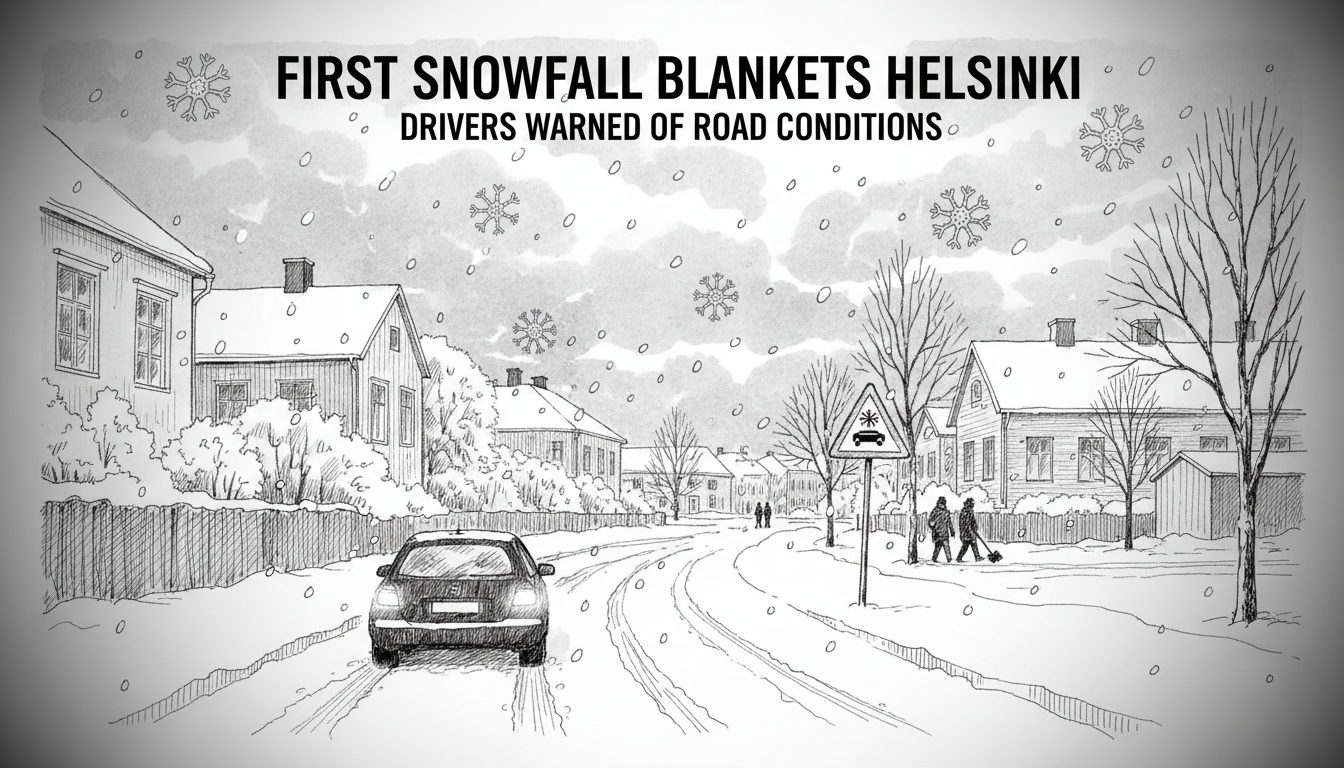 First Snowfall Blankets Helsinki, Drivers Warned of Road Conditions