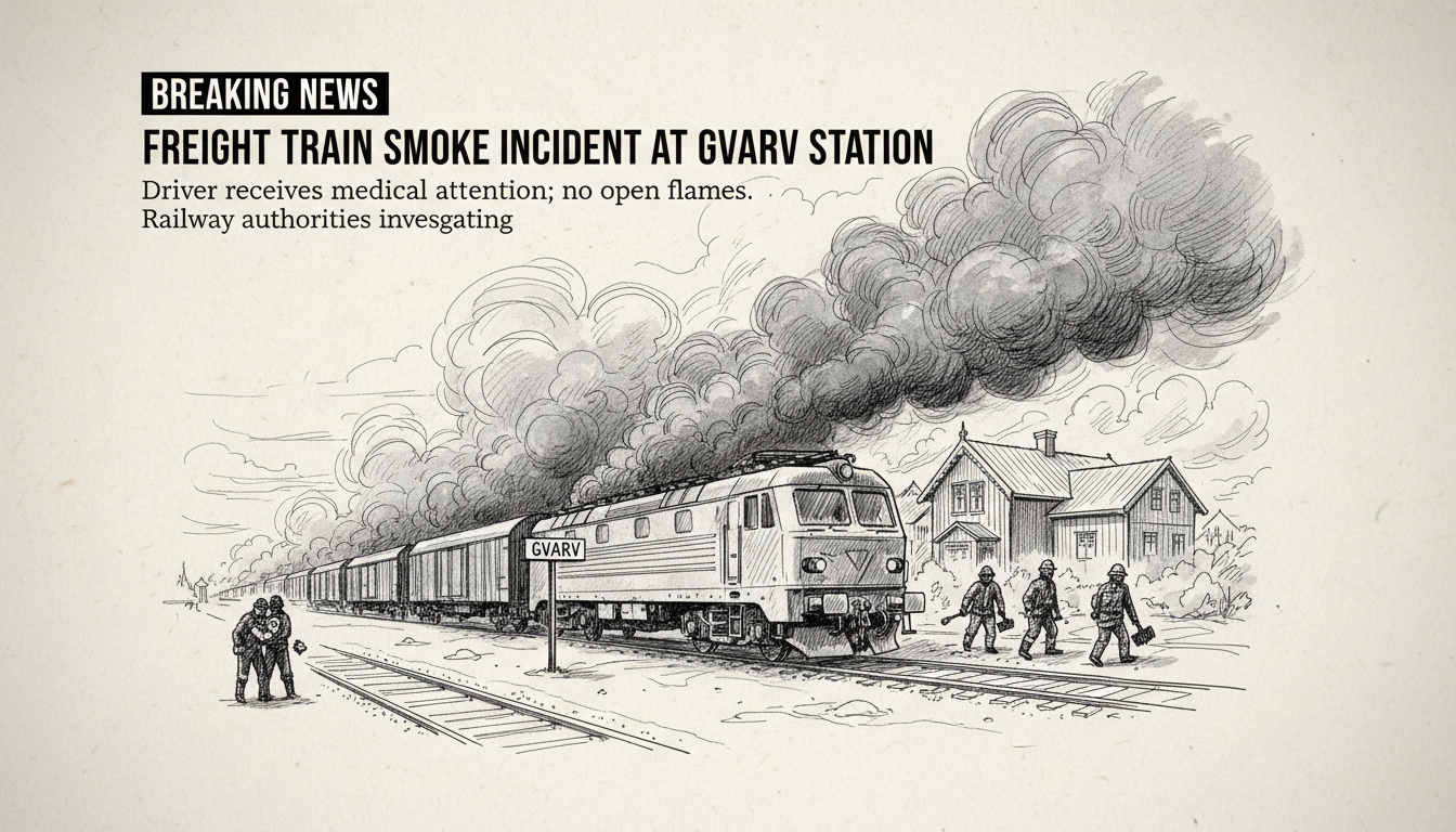 Freight Train Smoke Incident at Gvarv Station