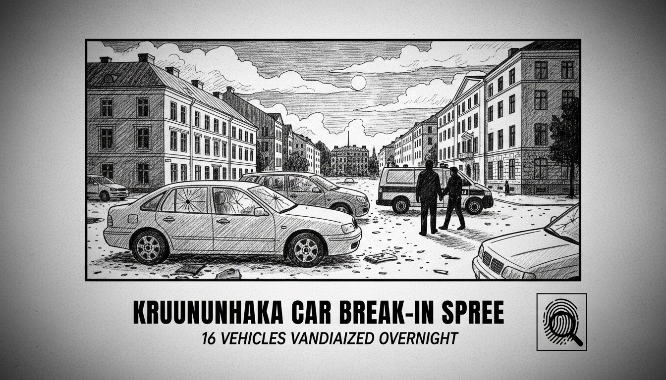Kruununhaka car break-in spree sees 16 vehicles vandalized overnight