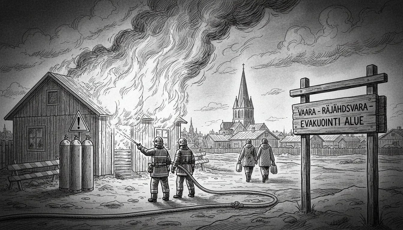 Outbuilding Fire in Mikkeli Triggers Explosion Risk and Area Evacuation