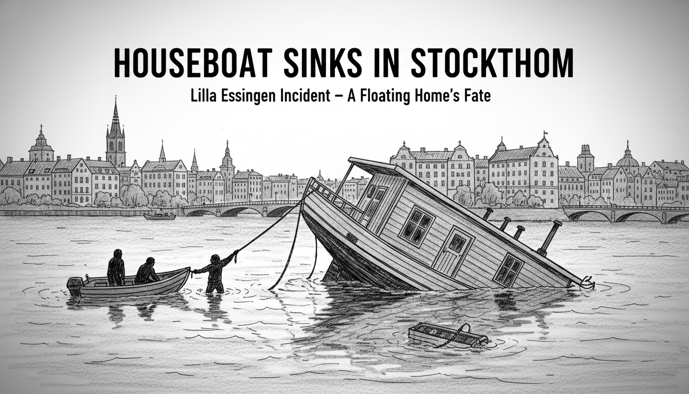 Houseboat Sinks in Stockholm's Lilla Essingen