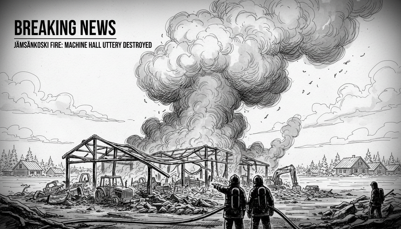 Machine Hall Completely Destroyed in Jämsänkoski Fire