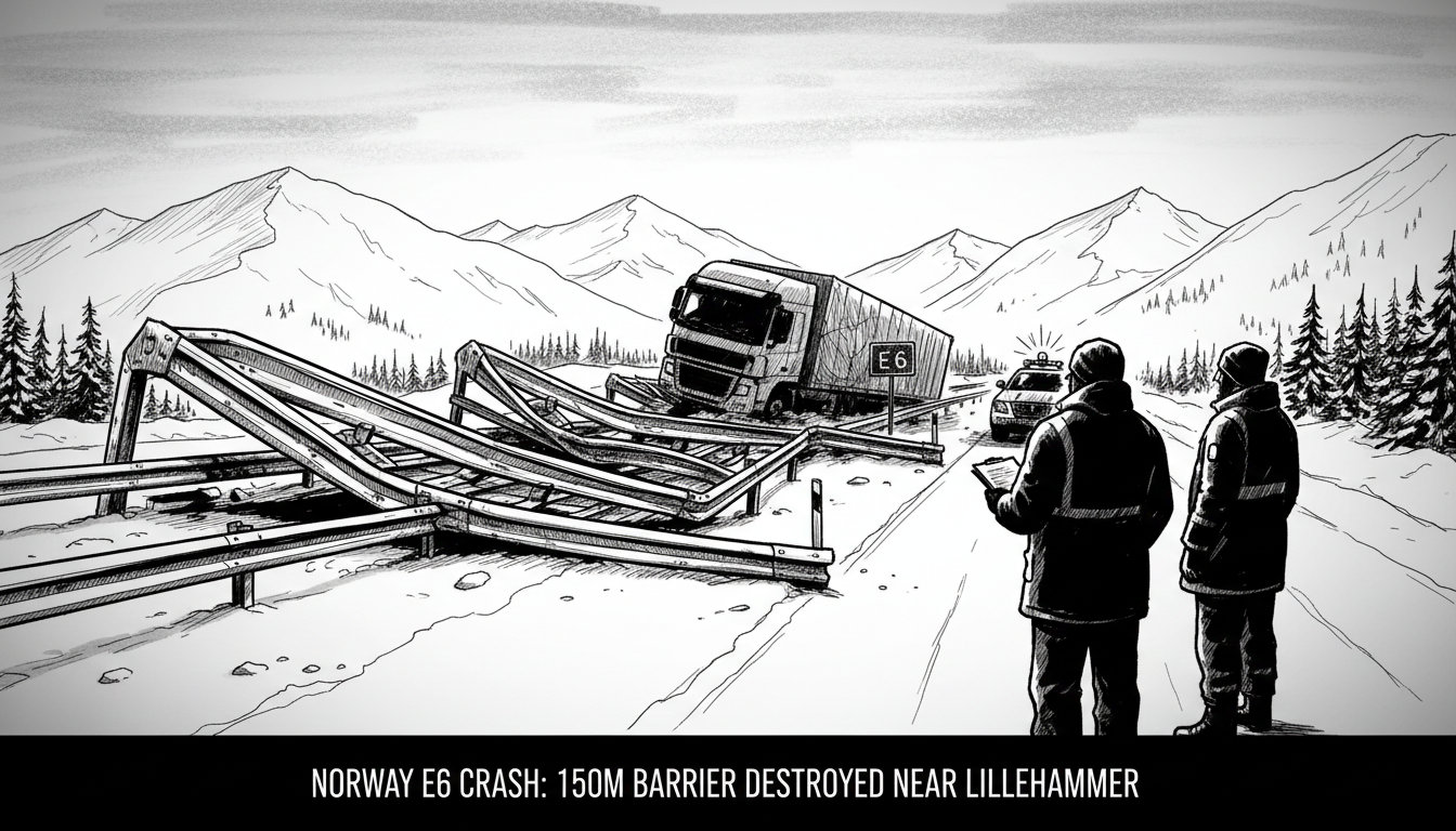Norway E6 Crash: 150m Barrier Destroyed Near Lillehammer