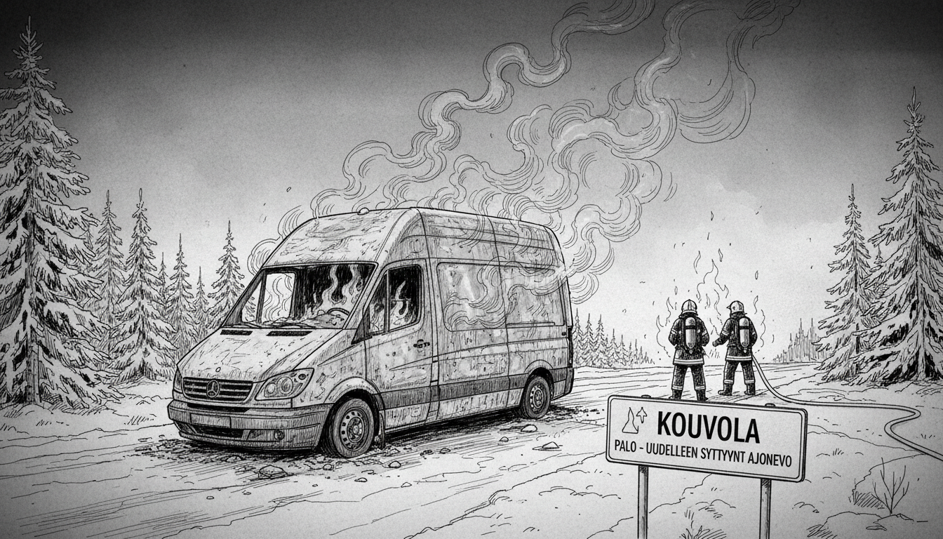 Delivery Van Burns in Kouvola Fire and Rekindles Overnight