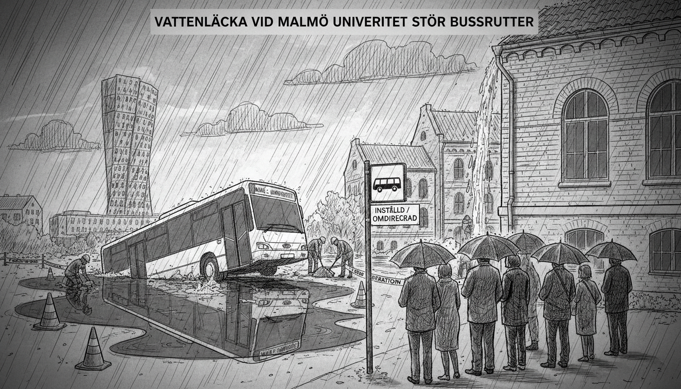 Water Leak at Malmö University Disrupts Bus Routes