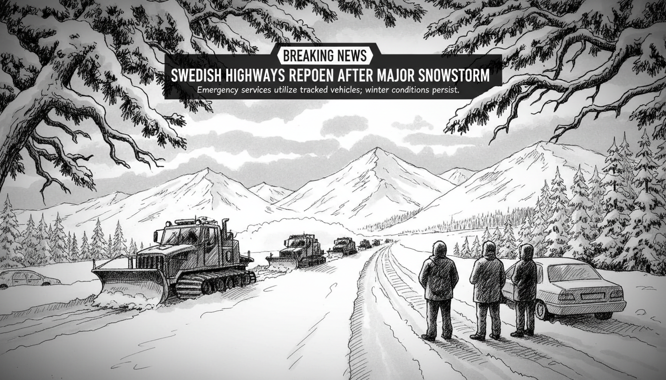 Swedish Highways Reopen After Major Snowstorm Disrupts Traffic