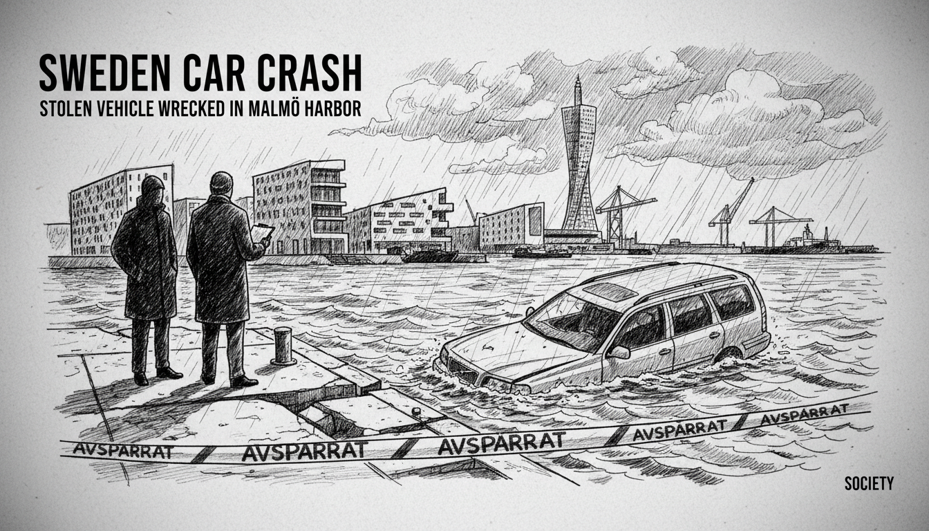 Sweden Car Crash: Stolen Vehicle Wrecked in Malmö Harbor