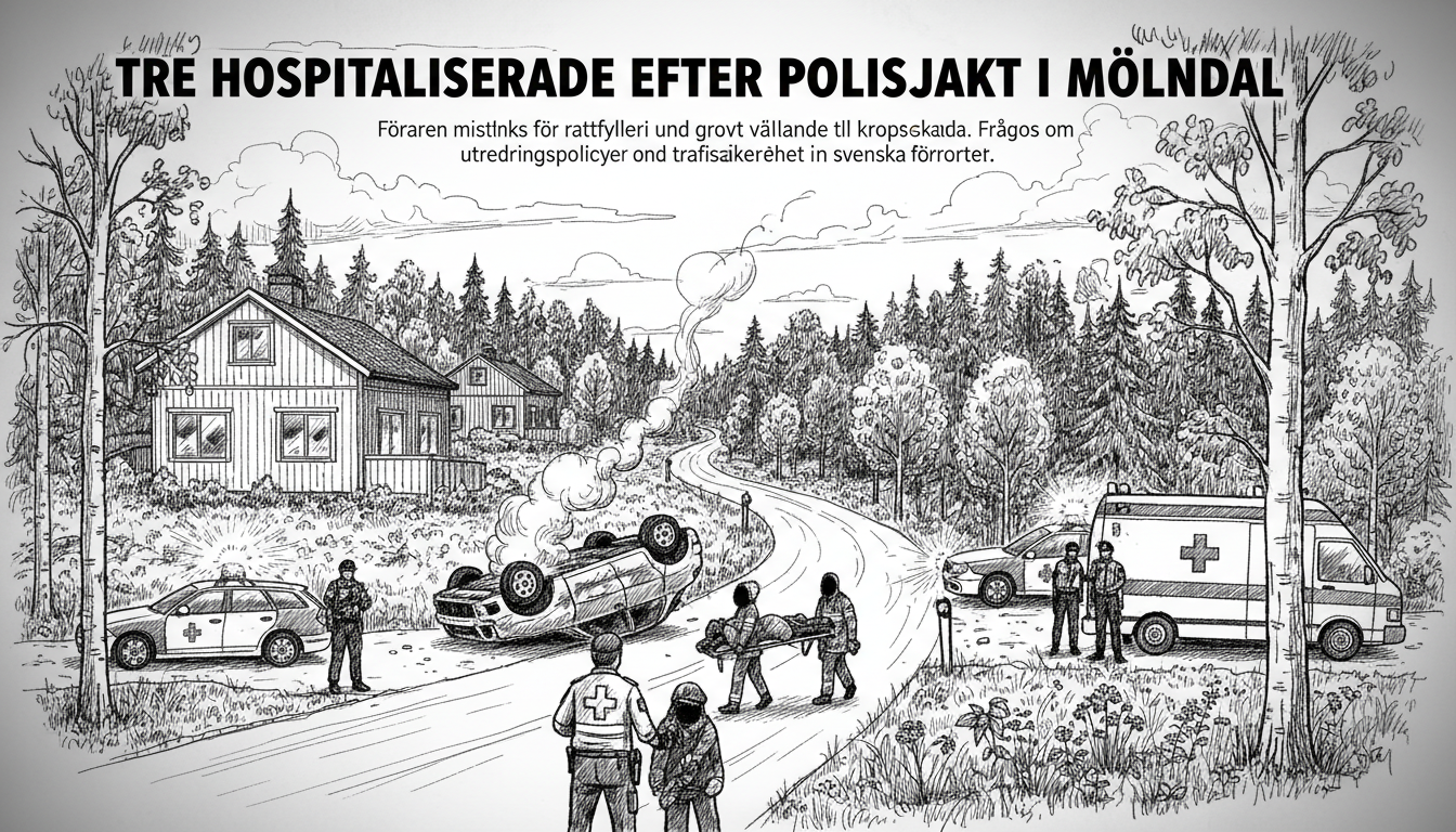 Three Hospitalized Following Police Chase in Mölndal