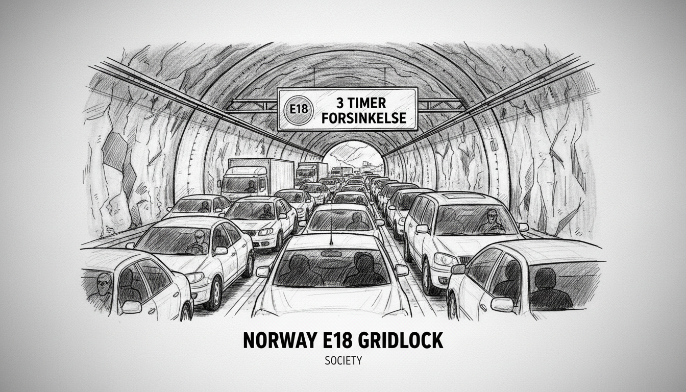 Norway E18 Gridlock: 3-Hour Tunnel Delay