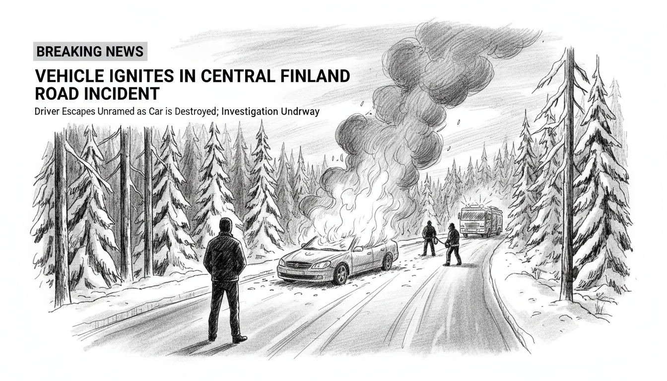 Vehicle Ignites During Operation in Central Finland Road Incident