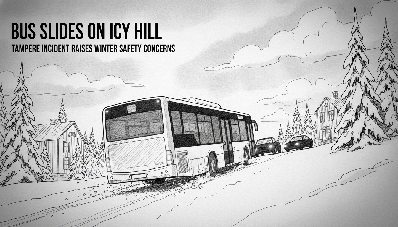Bus Slides Backwards Down Icy Hill in Tampere, Prompting Safety Concerns