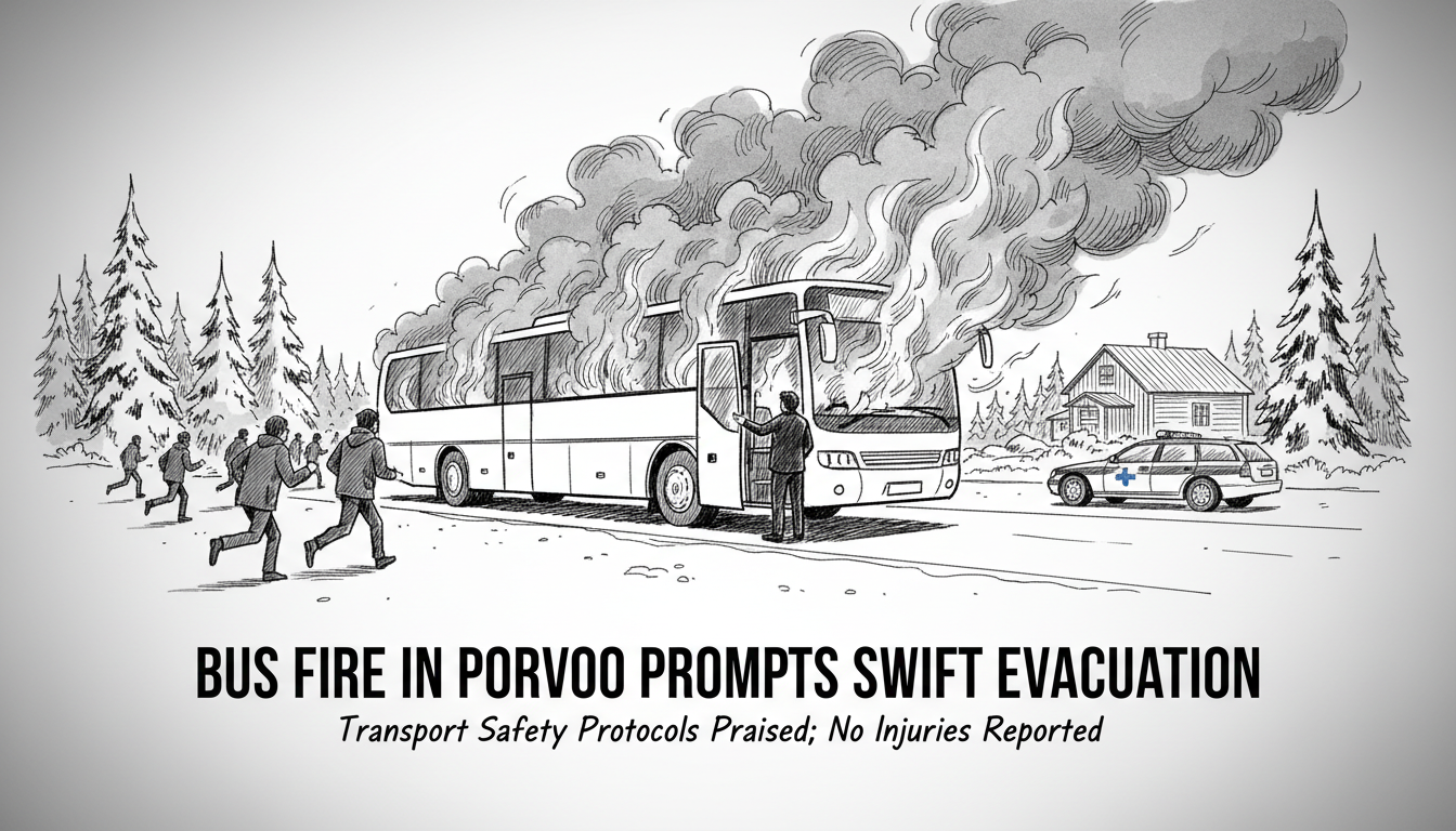 Bus Fire in Porvoo Prompts Swift Evacuation, Highlights Transport Safety Protocols
