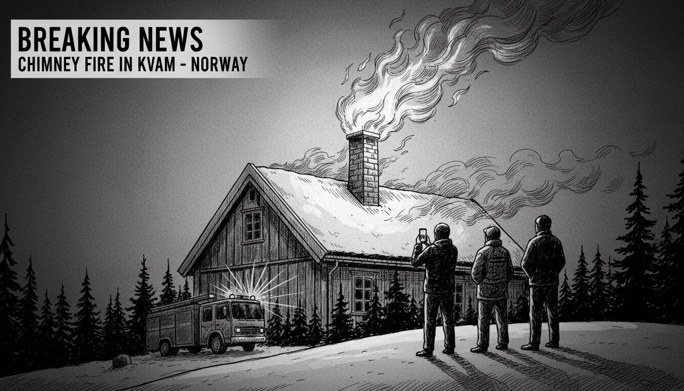 Chimney Fire Erupts in Kvam Home - Flames Visible