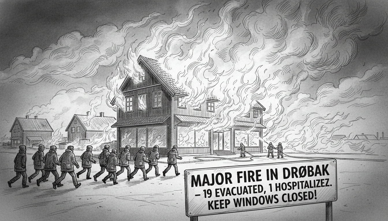 Major Fire in Drøbak - 19 Evacuated, One Hospitalized