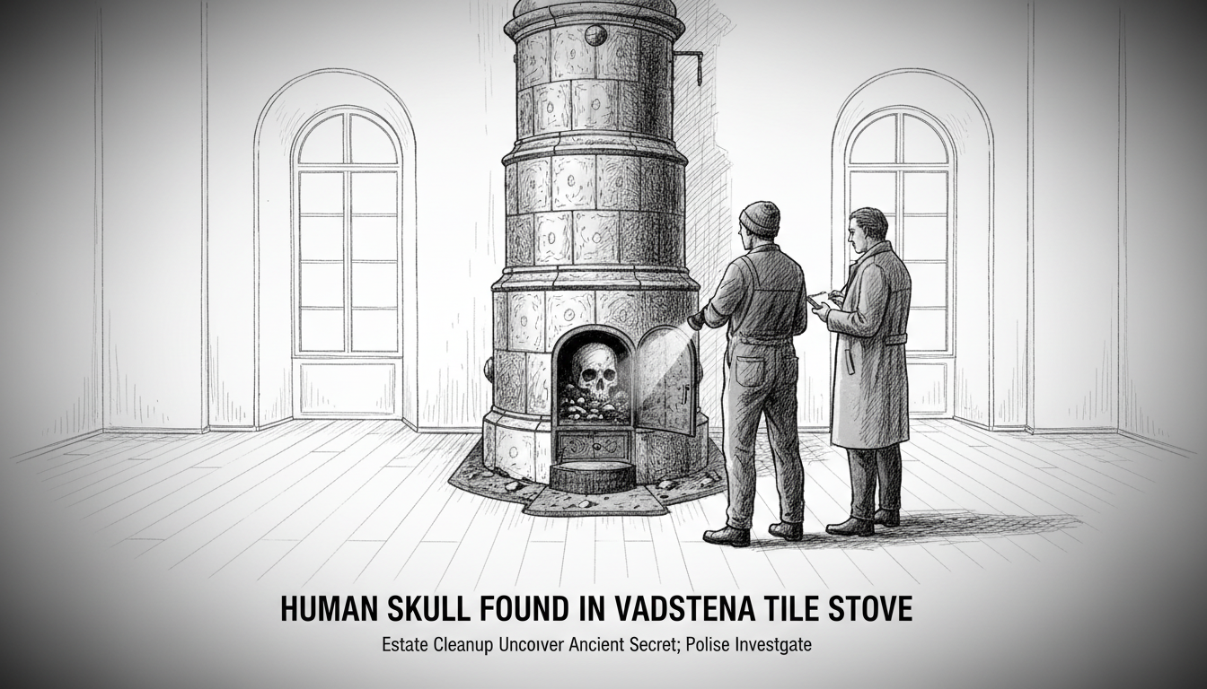 Human Skull Found in Vadstena Tile Stove During Estate Cleanup