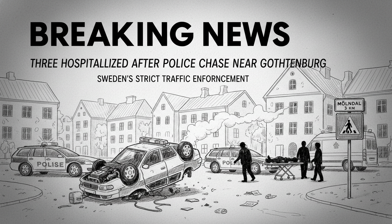 Three Hospitalized After Police Chase Near Gothenburg
