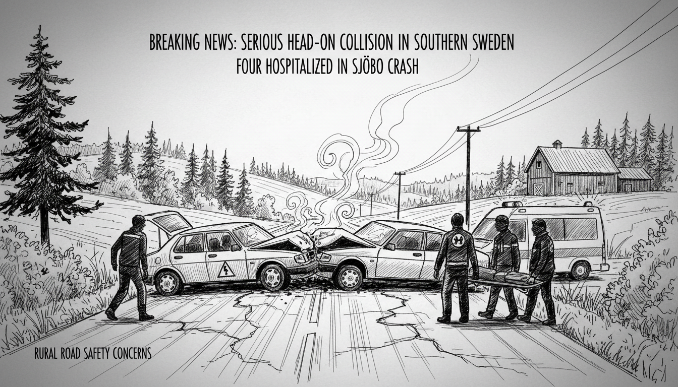 Serious Head-On Collision in Southern Sweden Sends Four to Hospital