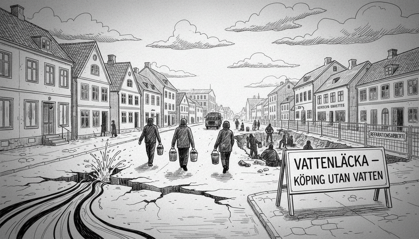 Large Parts of Köping Without Water After Pipe Leak