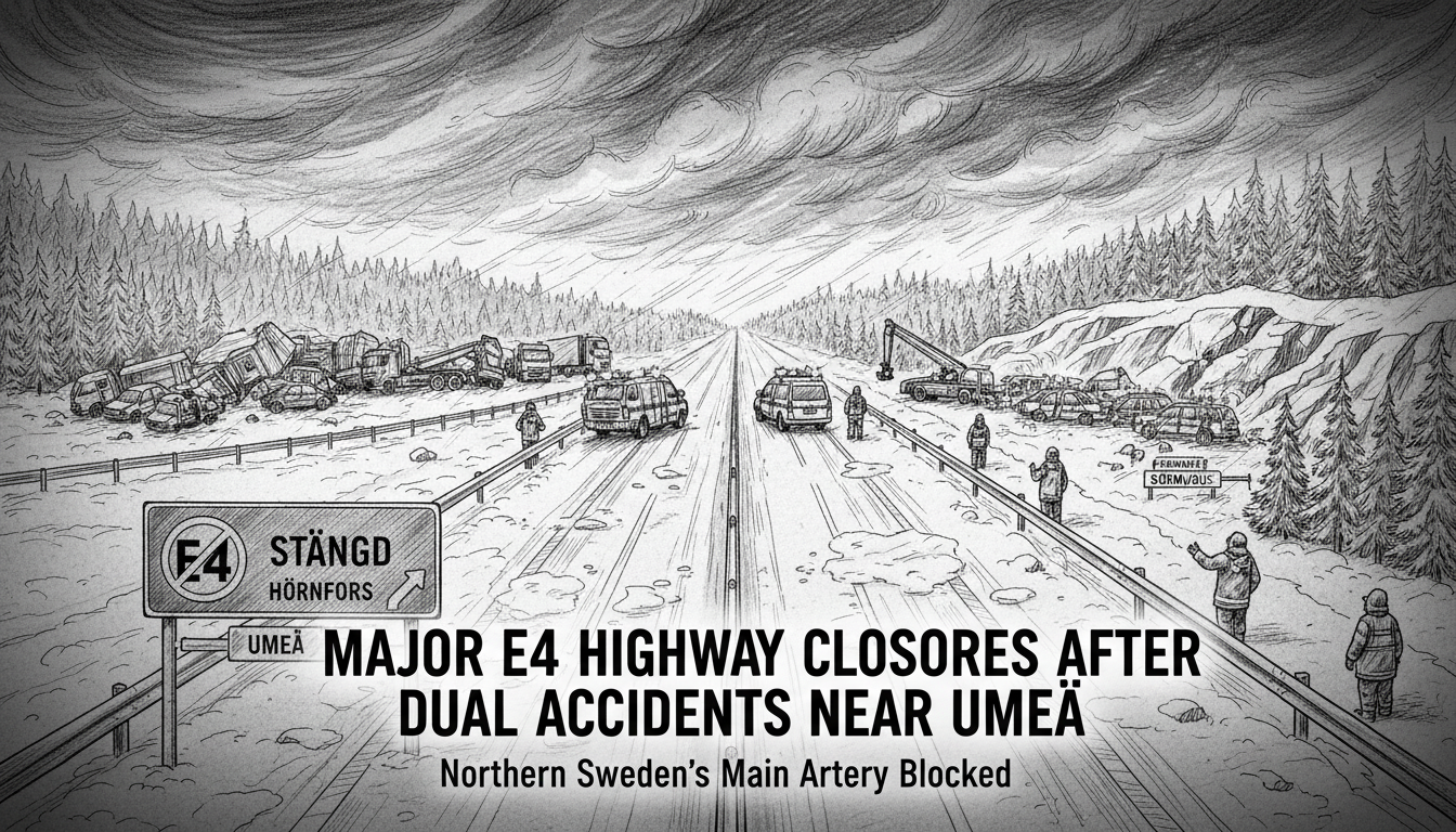 Major E4 Highway Closures After Dual Accidents Near Umeå