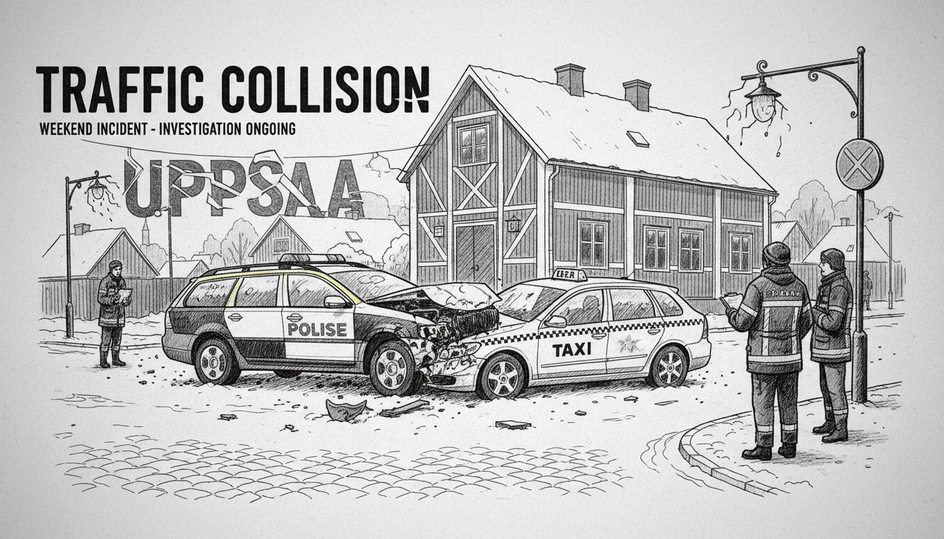 Police Car and Taxi Collide in Uppsala Intersection