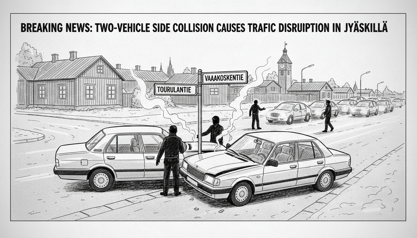 Two-Vehicle Side Collision Causes Traffic Disruption in Jyväskylä's Tourula District
