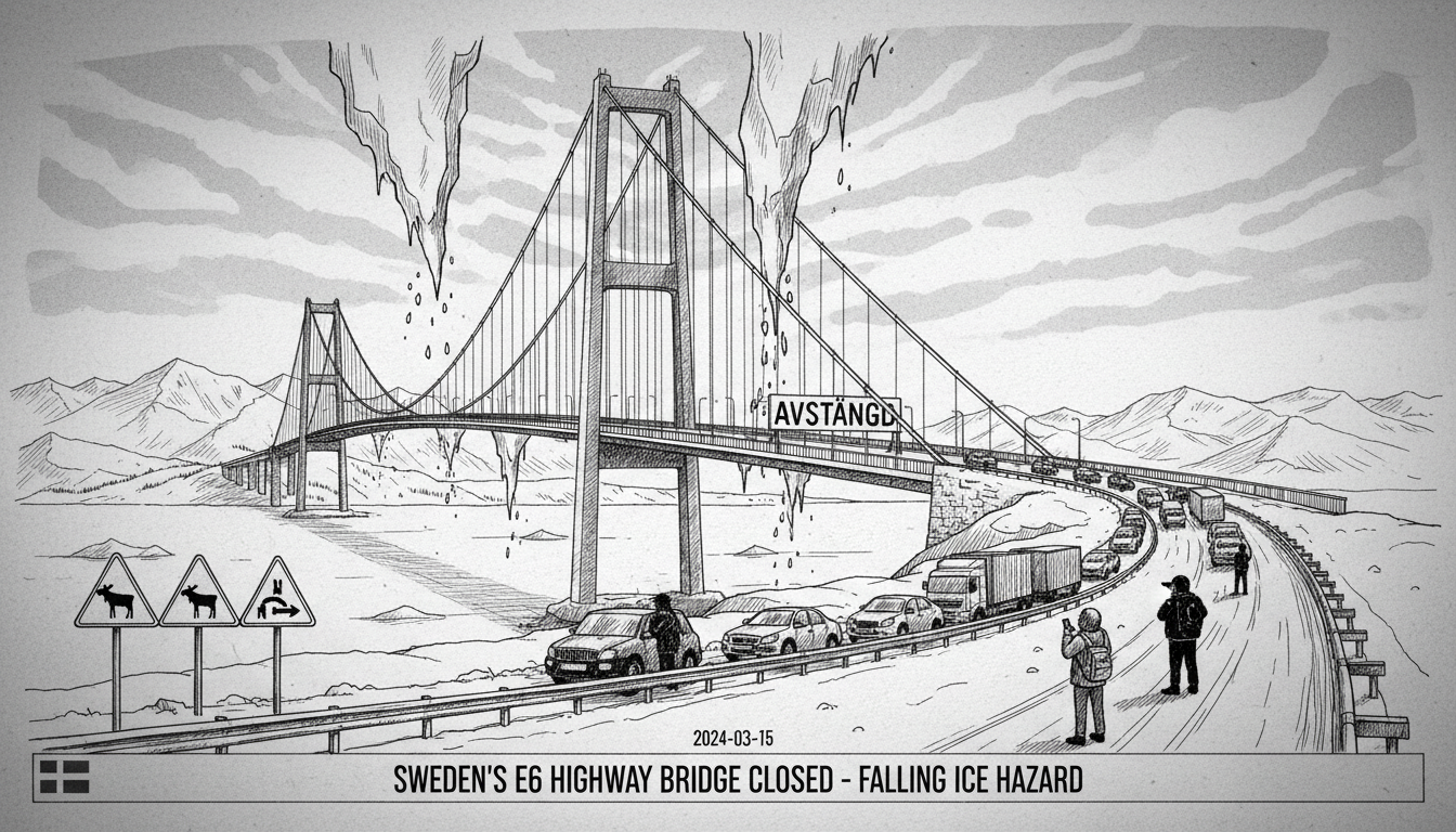 Major Swedish Highway Bridge Closed Due to Falling Ice Hazard