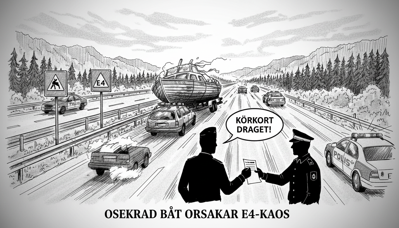 Unsecured Boat on Trailer Causes Highway Chaos on Swedish E4
