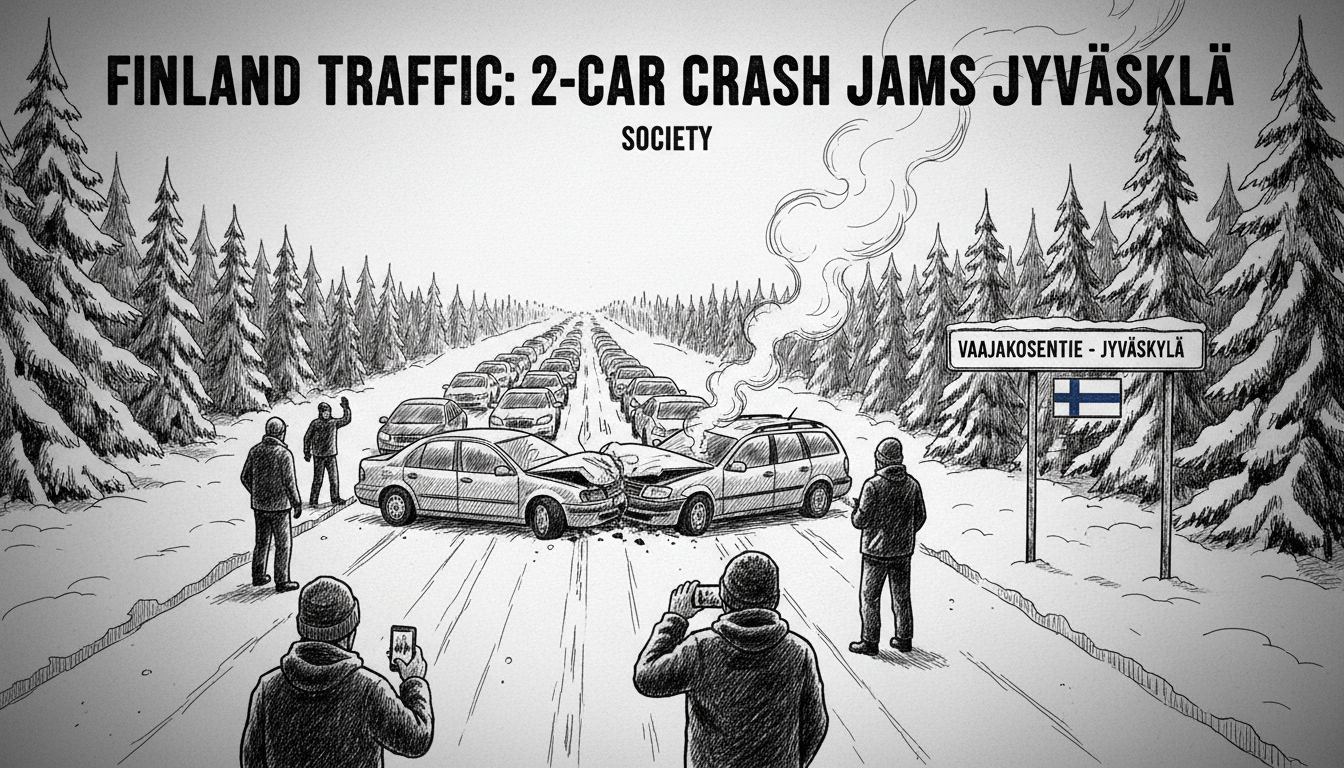 Finland Traffic: 2-Car Crash Jams Jyväskylä's Vaajakoskentie