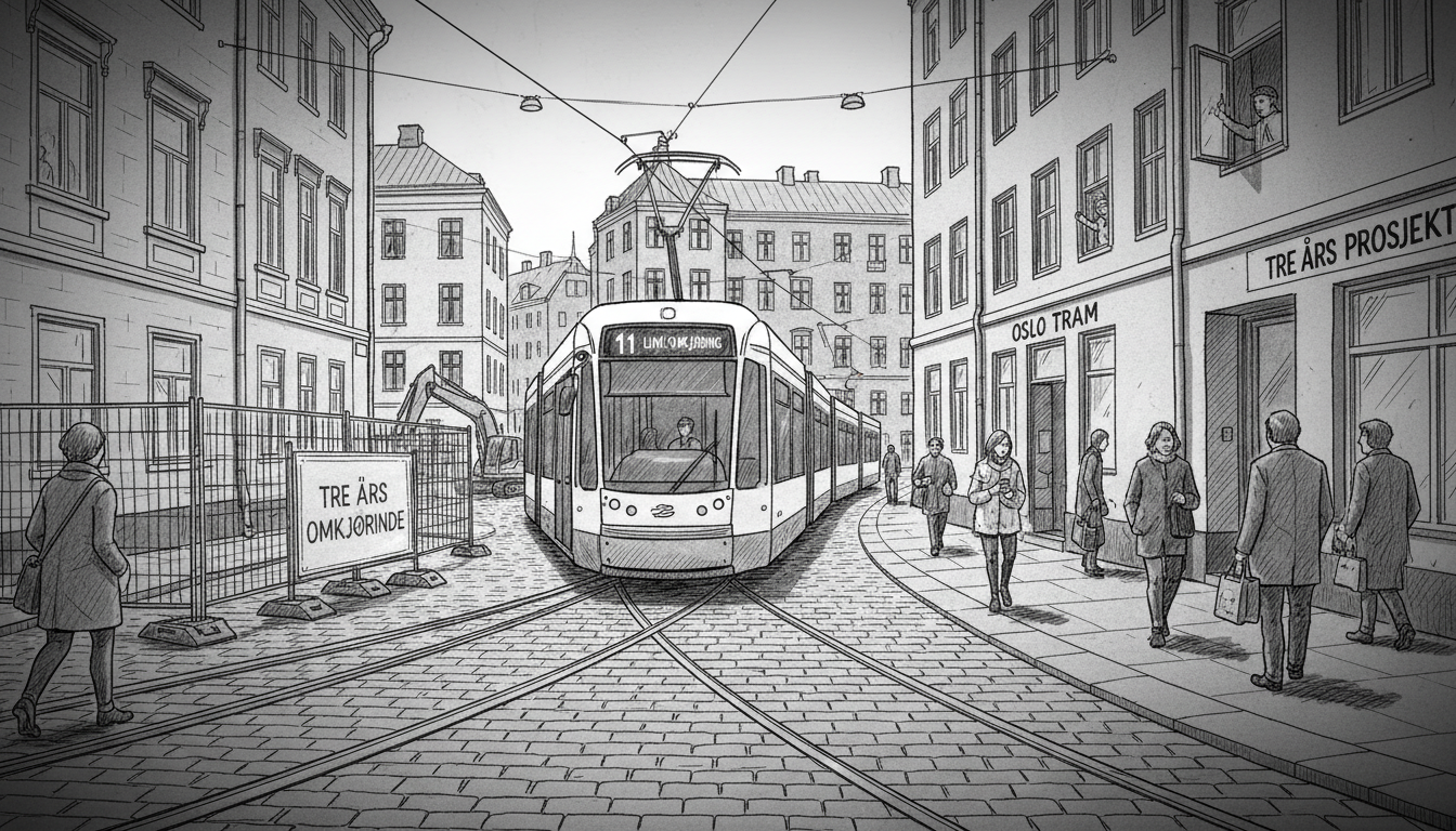 Oslo Diverts Tram to Historic Street for Three-Year Infrastructure Project
