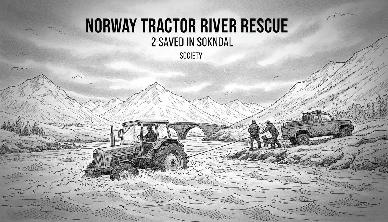 Norway Tractor River Rescue: 2 Saved in Sokndal