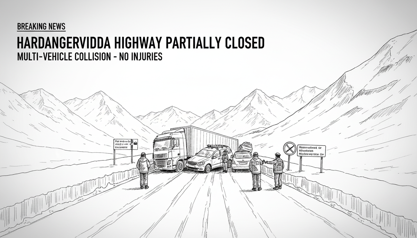 Hardangervidda Highway Partially Closed After Multi-Vehicle Collision
