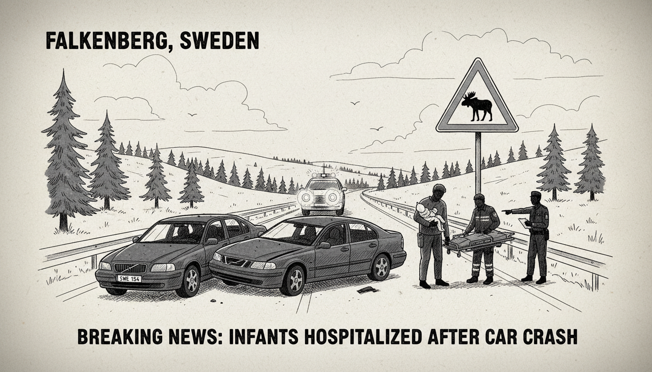Two Infants Hospitalized After Car Crash on Swedish Highway
