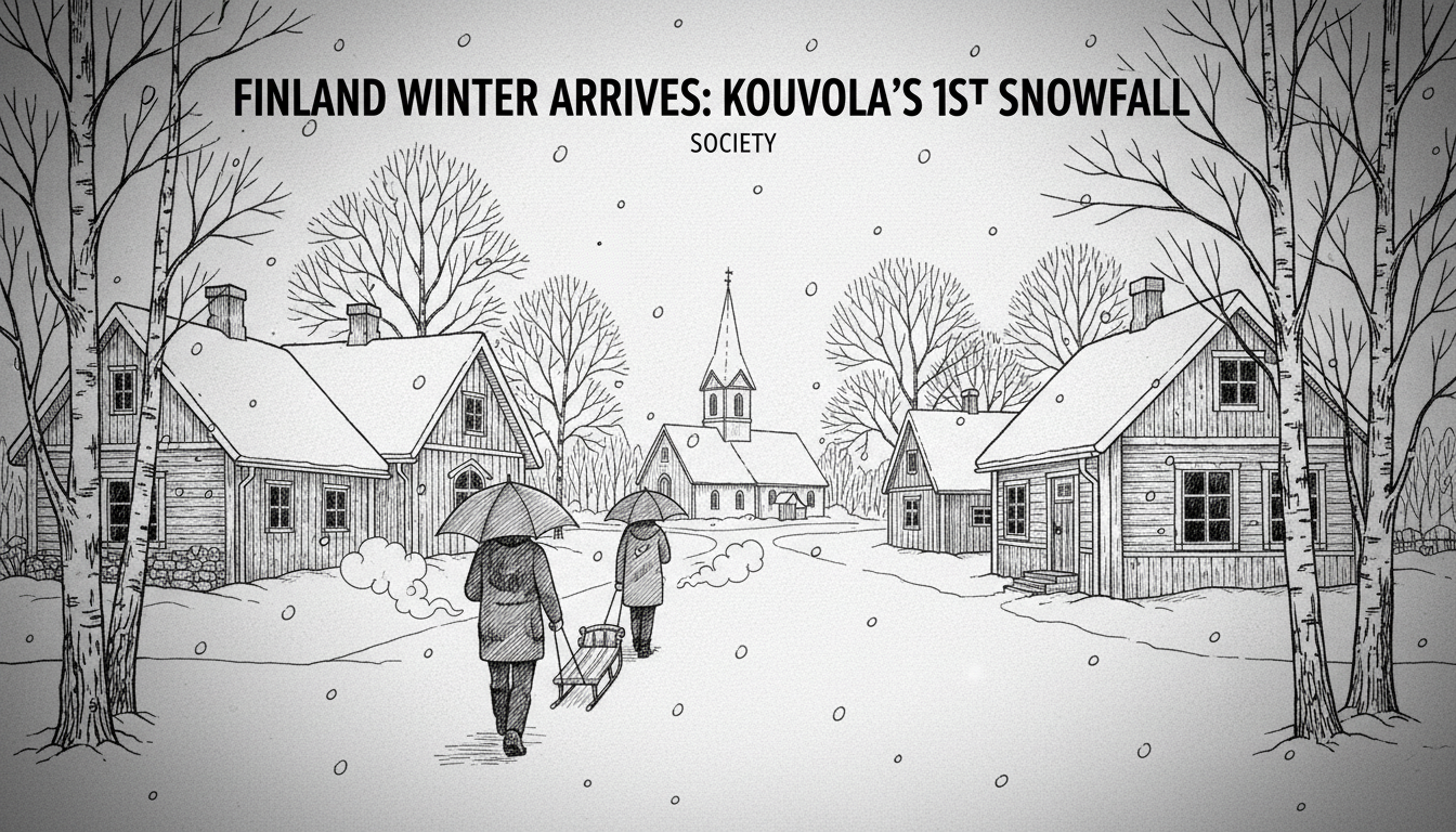 Finland Winter Arrives: Kouvola's 1st Snowfall