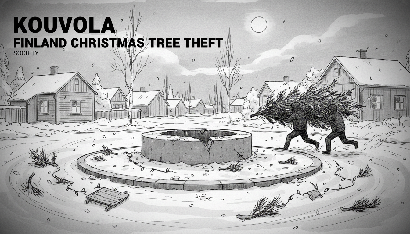 Finland Christmas Tree Theft: Kouvola Roundabout Vandalized
