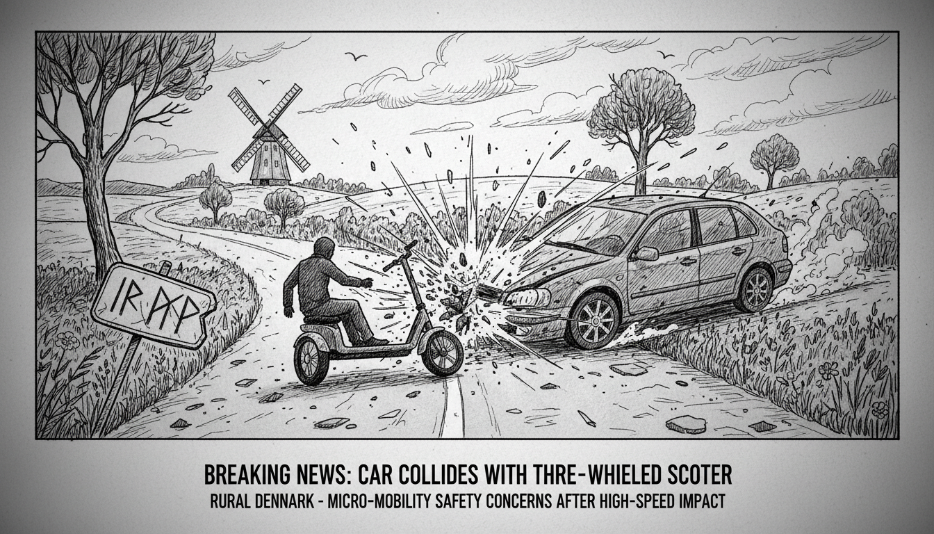 Car Collides With Three-Wheeled Scooter at High Speed