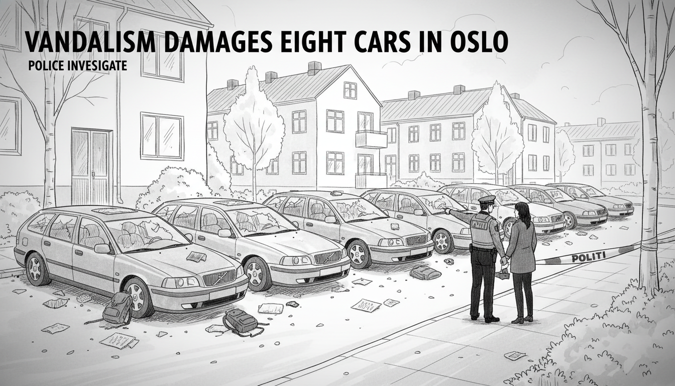 Vandalism damages eight parked cars in Oslo neighborhood
