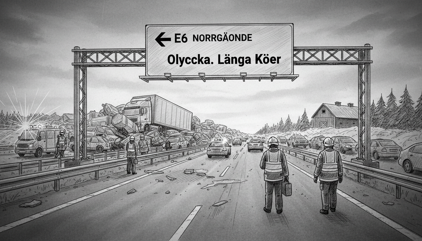 Major Crash Causes Long Delays on Sweden's E6 Highway