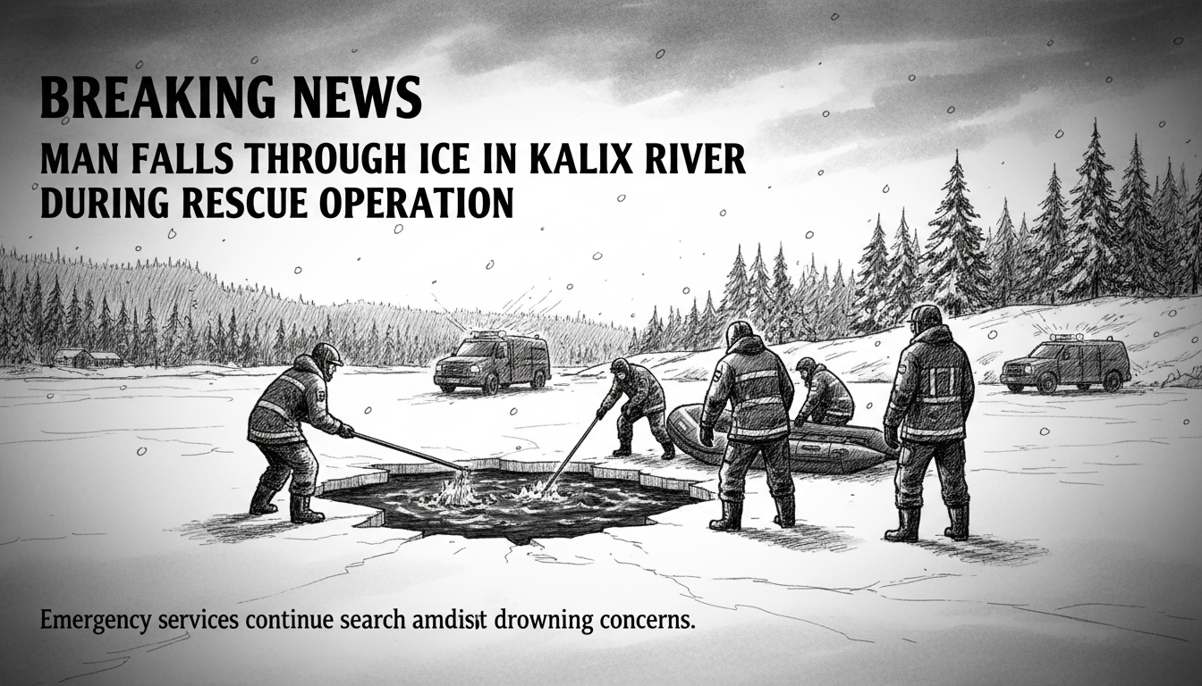 Man Falls Through Ice in Kalix River During Rescue Operation