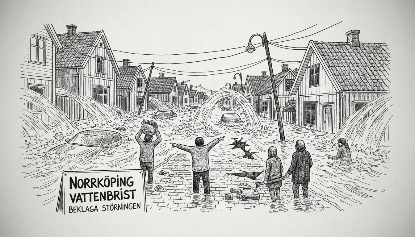 Major Water Leak Floods Norrköping Streets and Homes