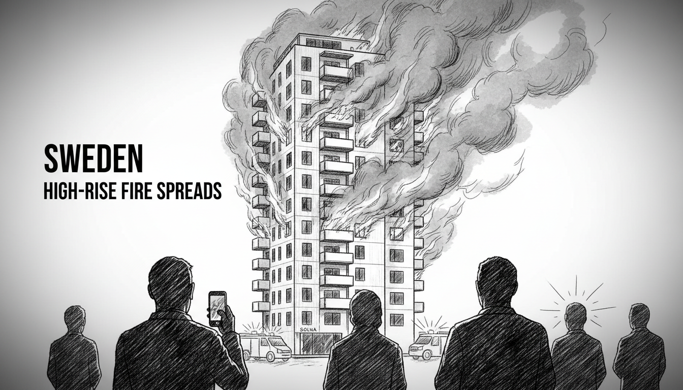 Sweden High-Rise Fire Spreads in Solna