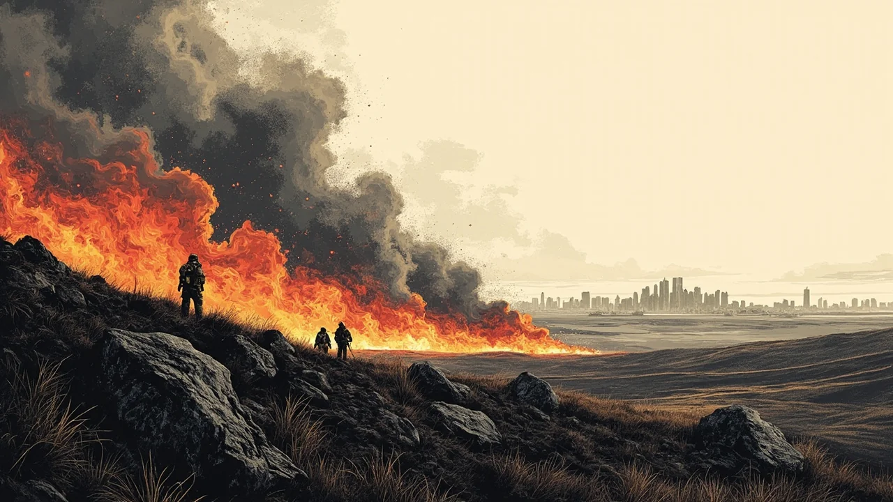 Grass Fire Breaks Out Below Framvöllur in Úlfarsárdal