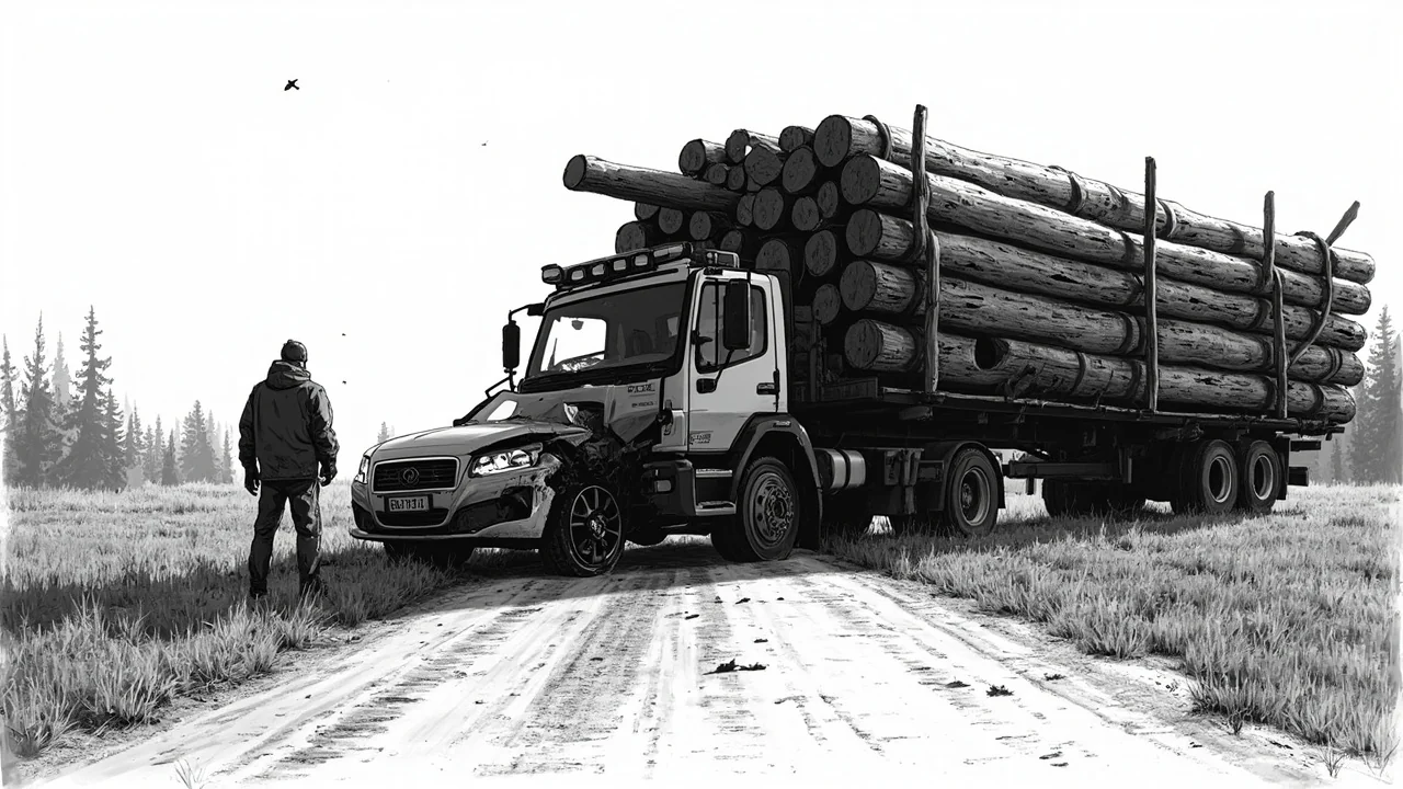 Finland Car Hits Log Truck in Askola: 1 Injured