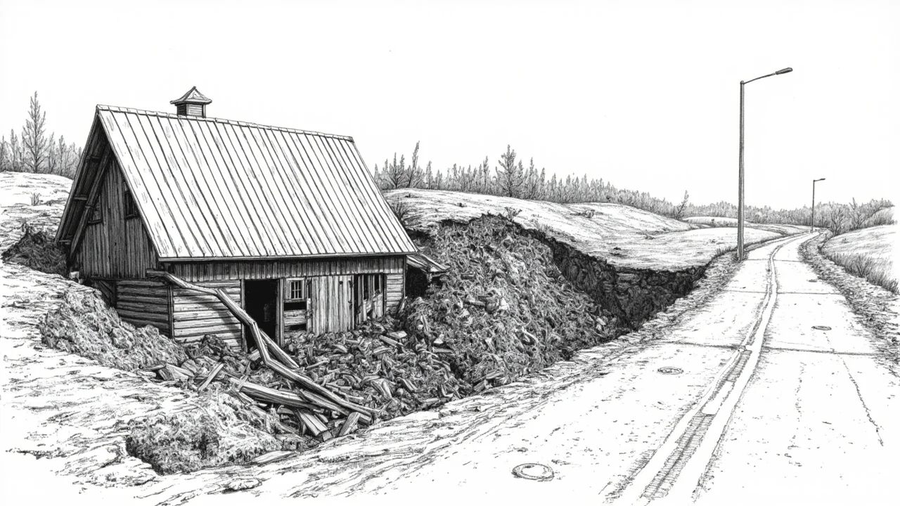 Video Captures Hisingen Landslide Destroying Barn and Road