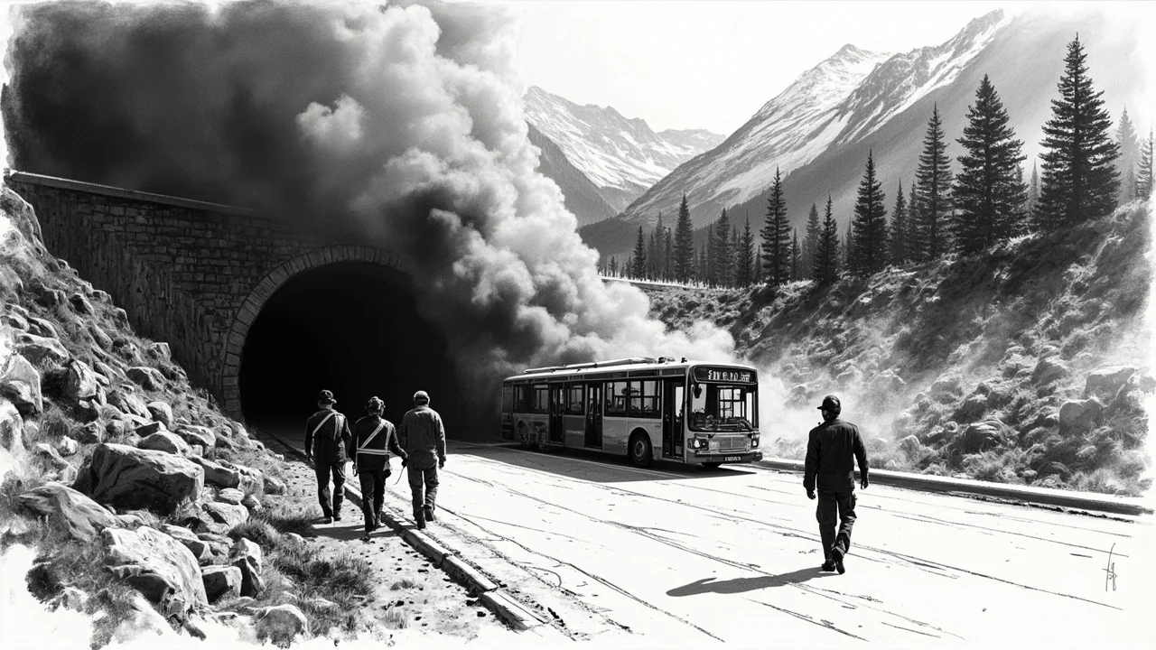 Bus Fire in Raudhammar Tunnel Leads to Arrest