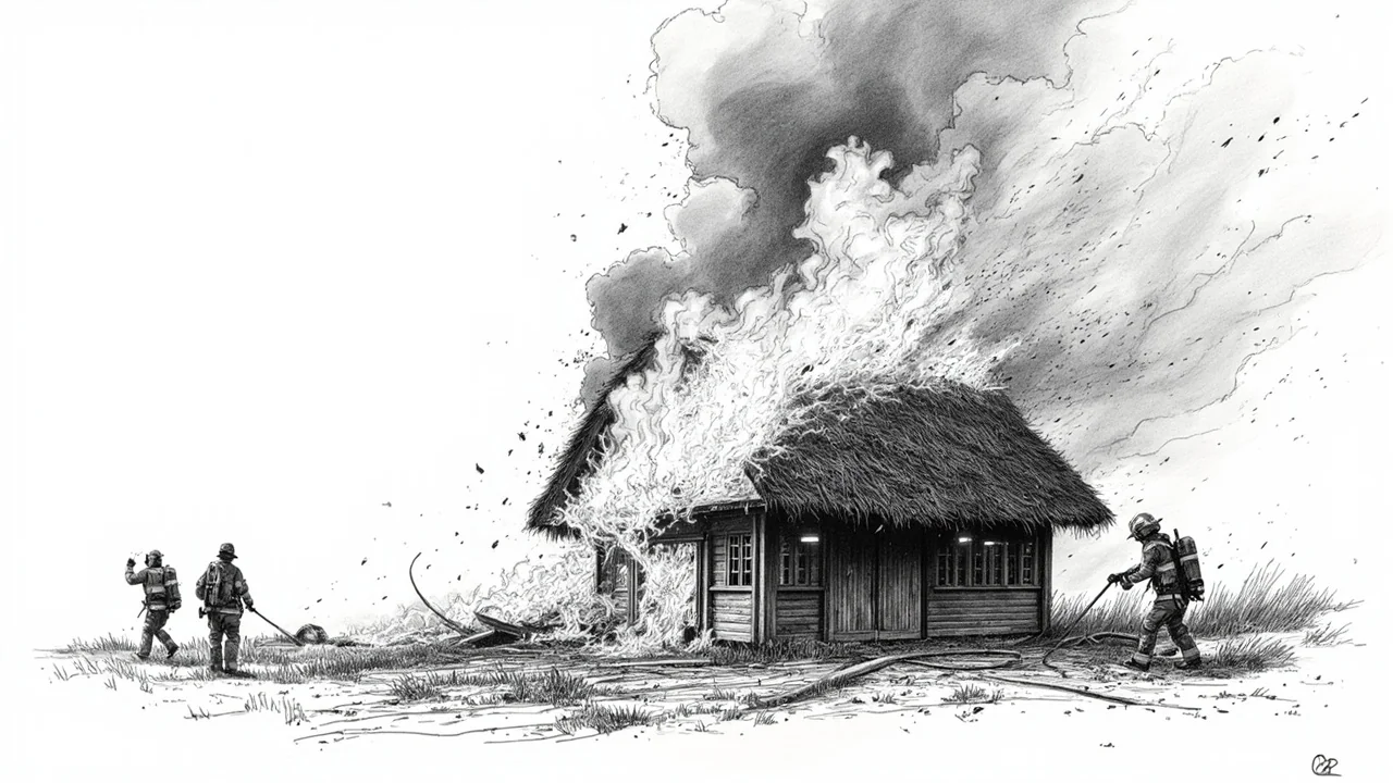 Fire Ravages Thatched House in Slagelse, Denmark