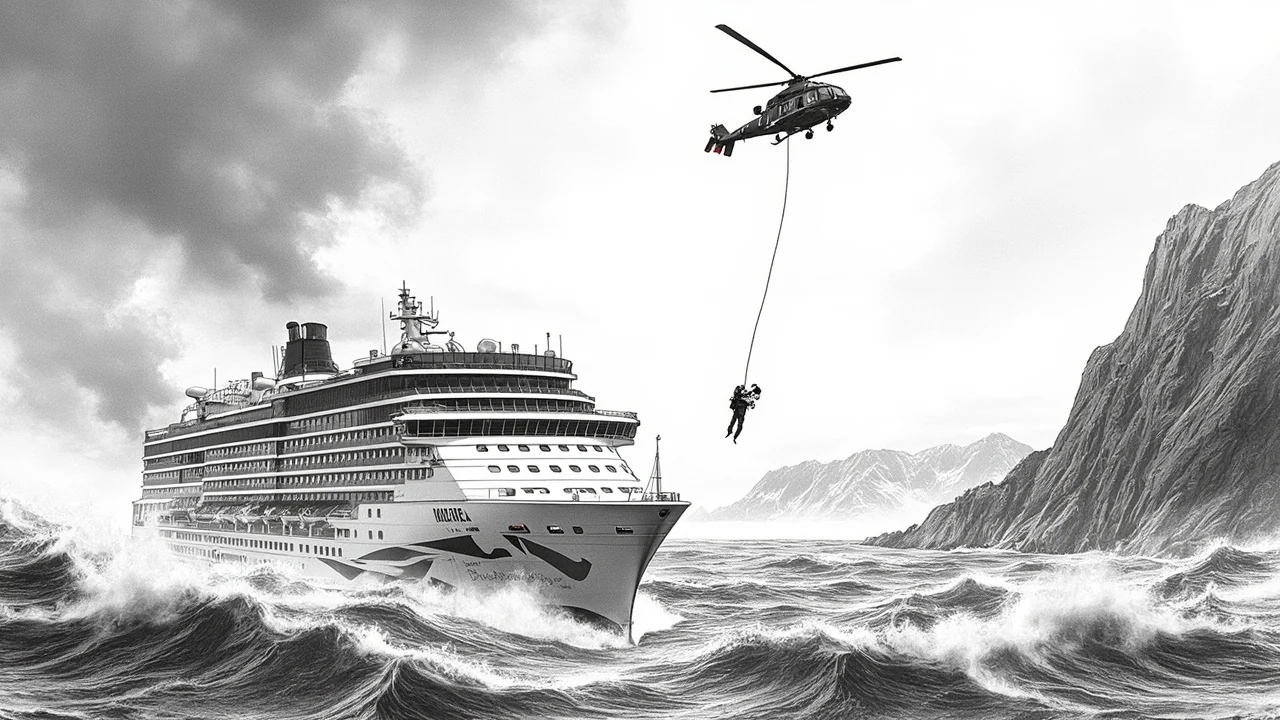 Norwegian Rescue Helicopter Airlifts Critically Ill Patient From Cruise Ship