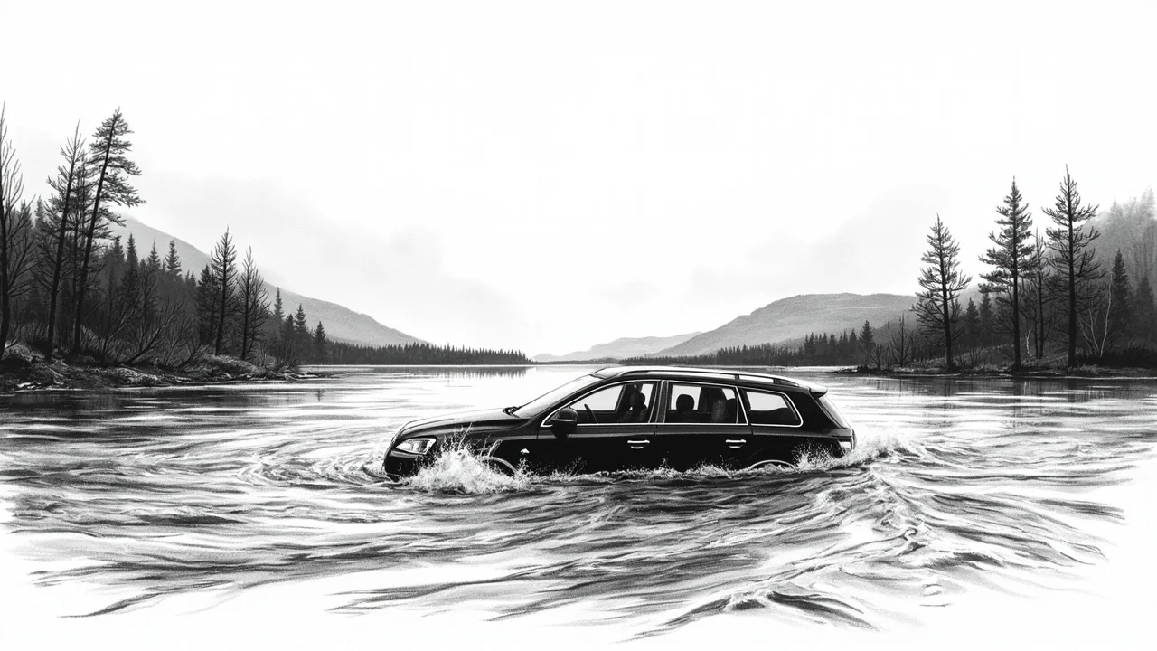 Empty Car Found Submerged in Flooded River at Ringstilla