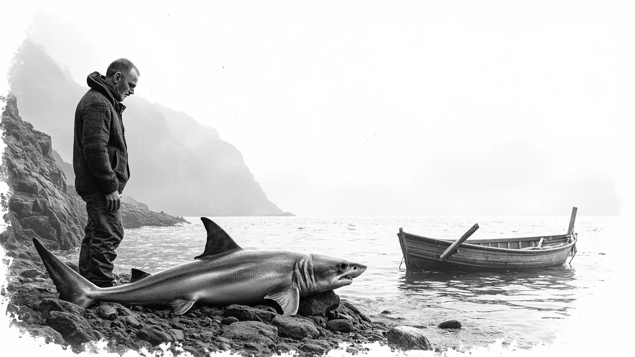 Norway Fisherman Catches 220cm Shark in Nordland