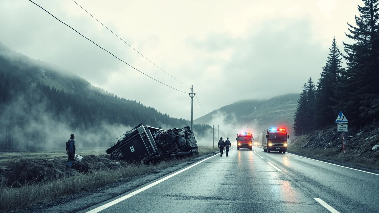Norway's E6 Highway Blocked After Truck Accident