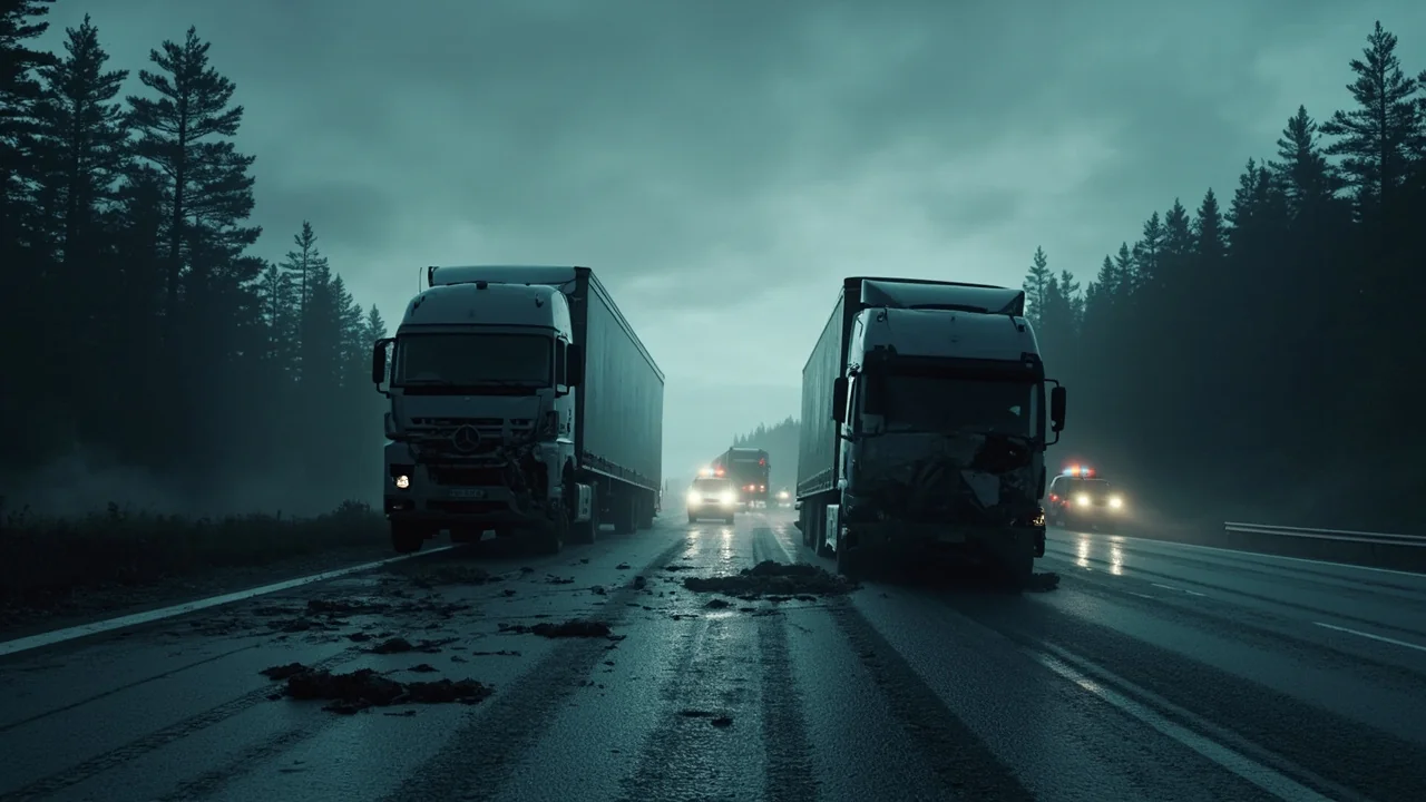 Sweden's E4 Highway Shutdown: 2 Trucks Crash